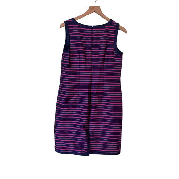 Talbots Womens Pink Blue Striped Silk Blend Career Sheath Dress Size 8 Petite - Picture 3 of 5
